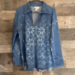 NINETY DENIM BLEACHED TOP, Sz 1X